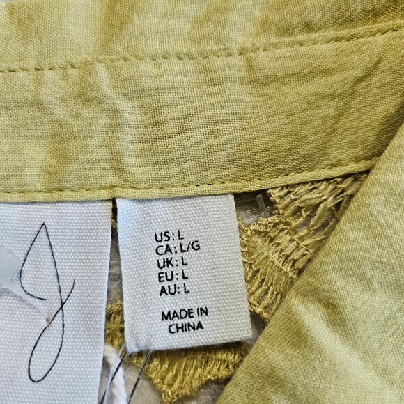 Joie Women's Light Green Floral Crochet Button Up Shirt Size: L - Picture 8 of 9